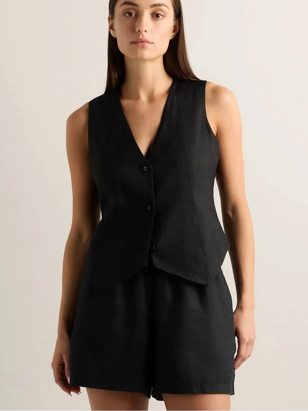Quince black linen vest Large - Picture 8 of 8